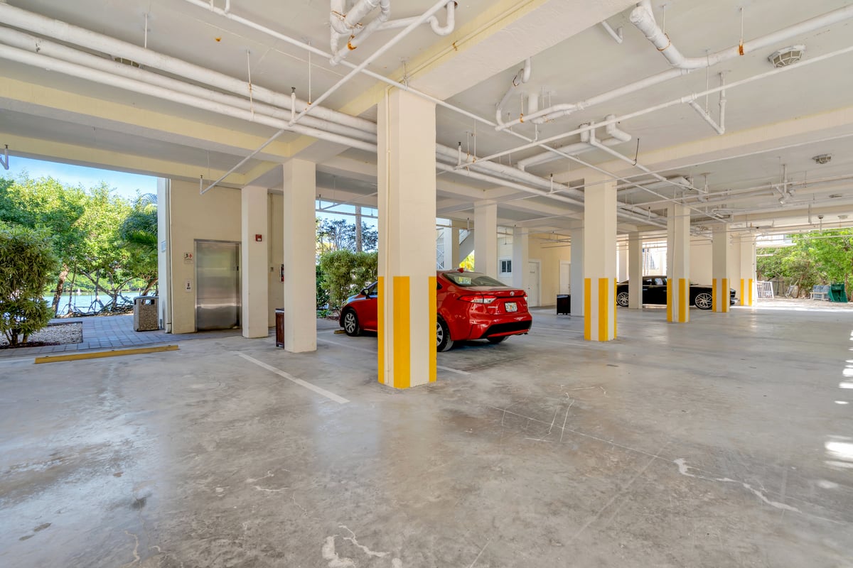 Dove Creek covered parking garage at the arrival level